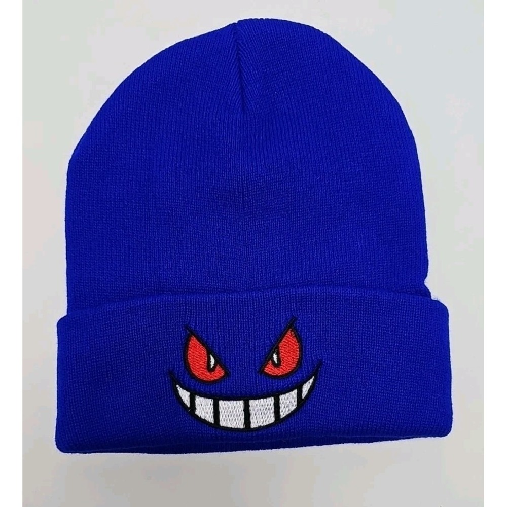 Gengar Blue Beanie Skullcap Cap Inspired by Pokemon One Size